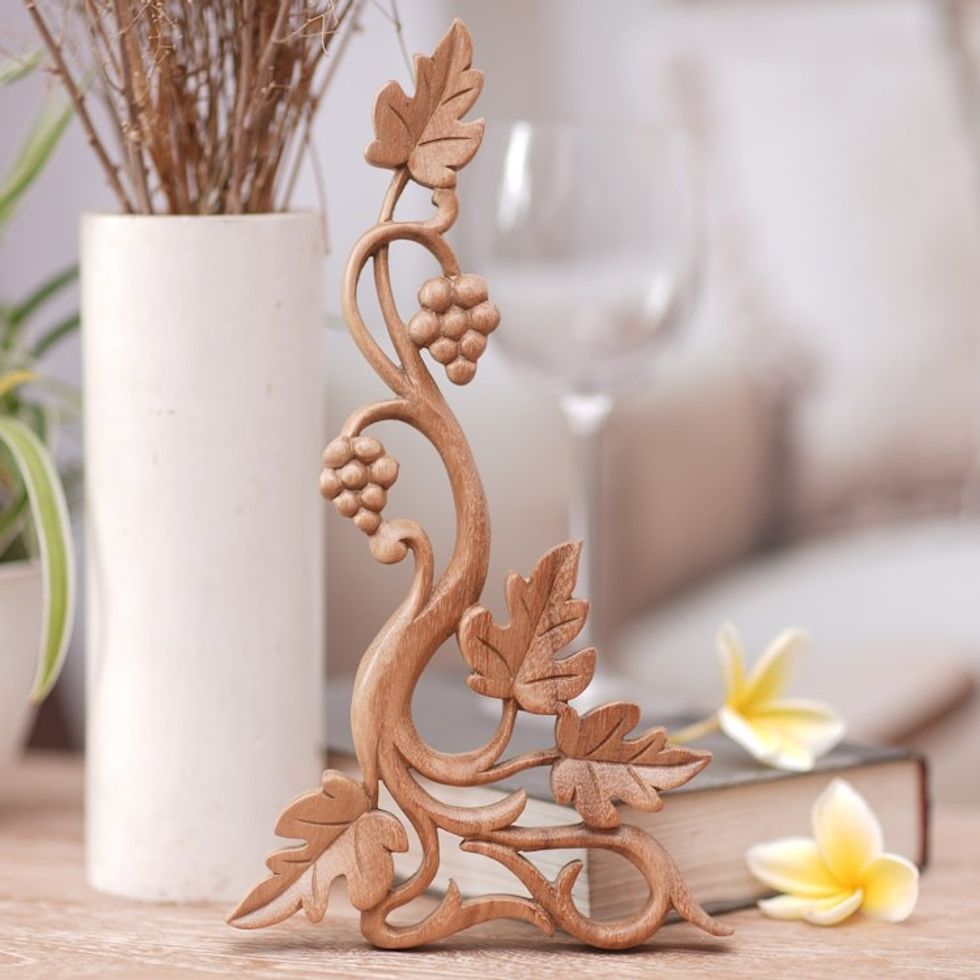Suar Wood Grape Vine Relief Panel from Bali 'Grape Vine'