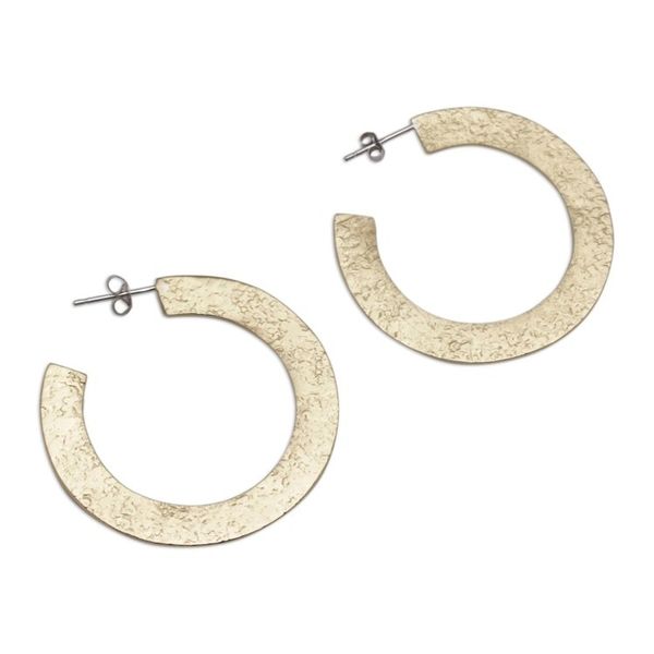 Alternate image for Textured Brass Half-Hoop Earrings with Sterling Silver Posts Infinity Yellow