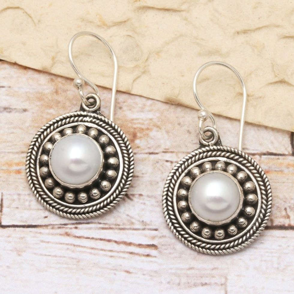 Culture Mabe Pearl and Sterling Silver Dangle Earrings 'Moonlight Dance'