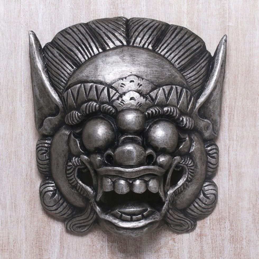 Handmade Albesian Wood Barong Bangkal Mask from Bali 'Barong Celeng'