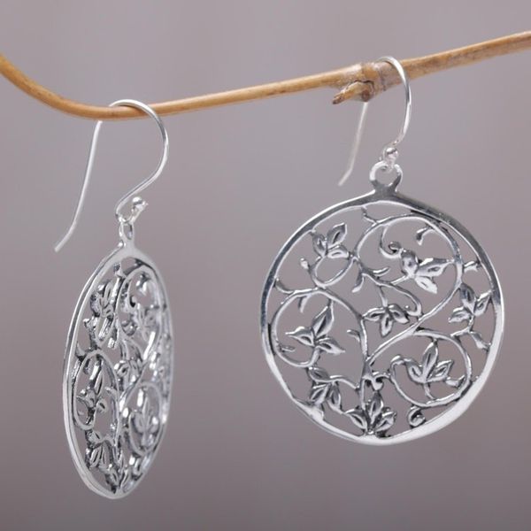 Alternate image for Sterling Silver Vine Motif Dangle Earrings from Bali Vine Rings