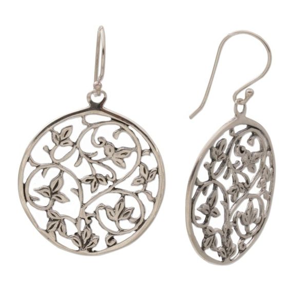 Alternate image for Sterling Silver Vine Motif Dangle Earrings from Bali Vine Rings
