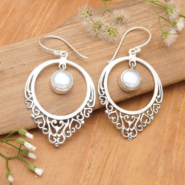 Alternate image for Handmade 925 Sterling Silver Cultured Mabe Pearl Earrings Fair Daydream