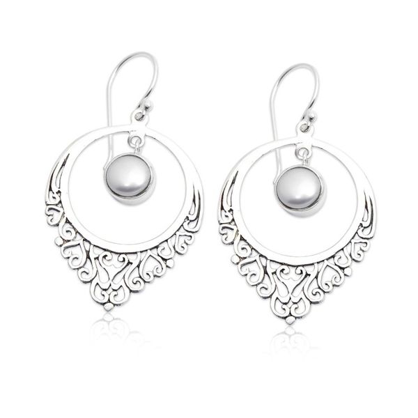 Alternate image for Handmade 925 Sterling Silver Cultured Mabe Pearl Earrings Fair Daydream