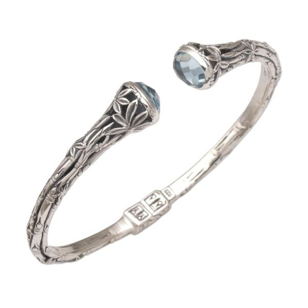 Alternate image for Bali Sterling Silver Bamboo Cuff Bracelet with Blue Topaz Bedugul Bamboo