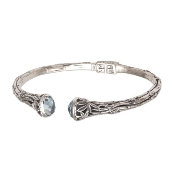 Alternate image for Bali Sterling Silver Bamboo Cuff Bracelet with Blue Topaz Bedugul Bamboo