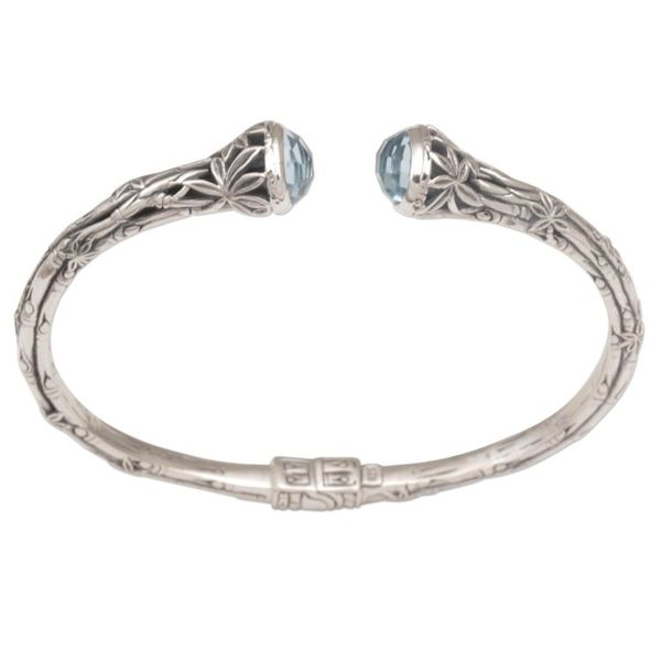 Alternate image for Bali Sterling Silver Bamboo Cuff Bracelet with Blue Topaz Bedugul Bamboo