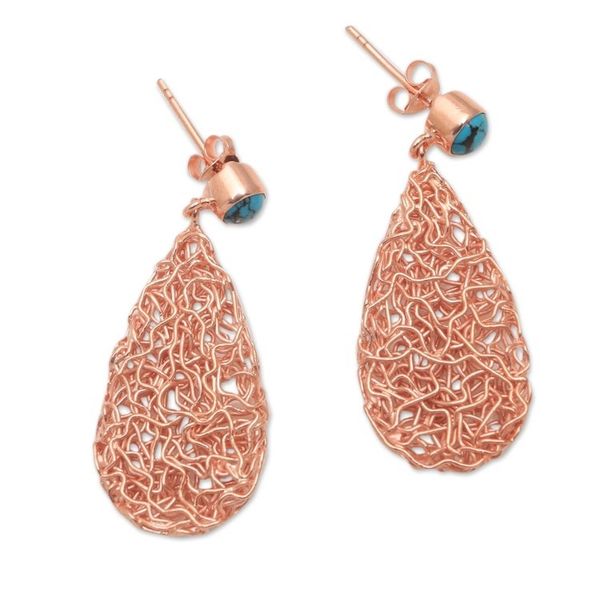 Alternate image for Teardrop Rose Gold Plated Magnesite Earrings from Bali Nested Teardrops