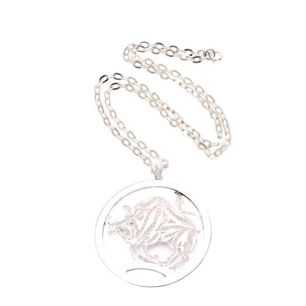 Alternate image for Sterling Silver Filigree Taurus Necklace from Java Elegant Taurus