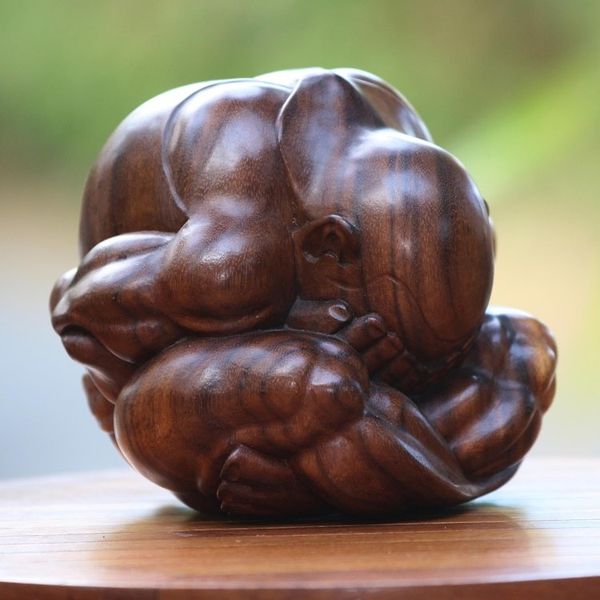 Alternate image for Suar Wood Yogi Sculpture Hand-Carved in Bali Meditating Yogi