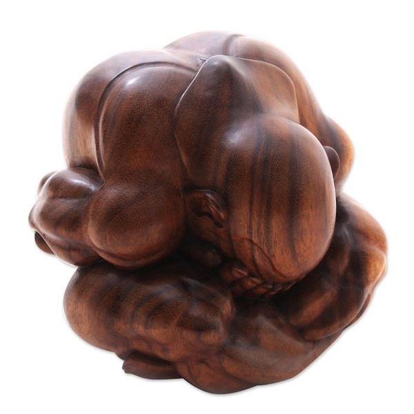 Alternate image for Suar Wood Yogi Sculpture Hand-Carved in Bali Meditating Yogi