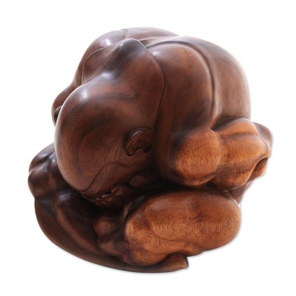 Alternate image for Suar Wood Yogi Sculpture Hand-Carved in Bali Meditating Yogi