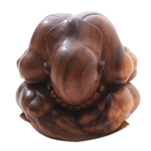 Alternate image for Suar Wood Yogi Sculpture Hand-Carved in Bali Meditating Yogi