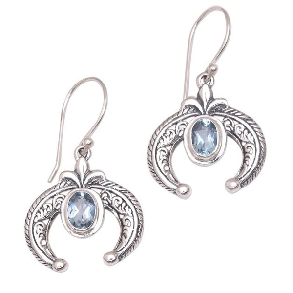 Alternate image for Indonesian Blue Topaz and Sterling Silver Dangle Earrings Elegant Talons