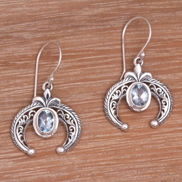Alternate image for Indonesian Blue Topaz and Sterling Silver Dangle Earrings Elegant Talons
