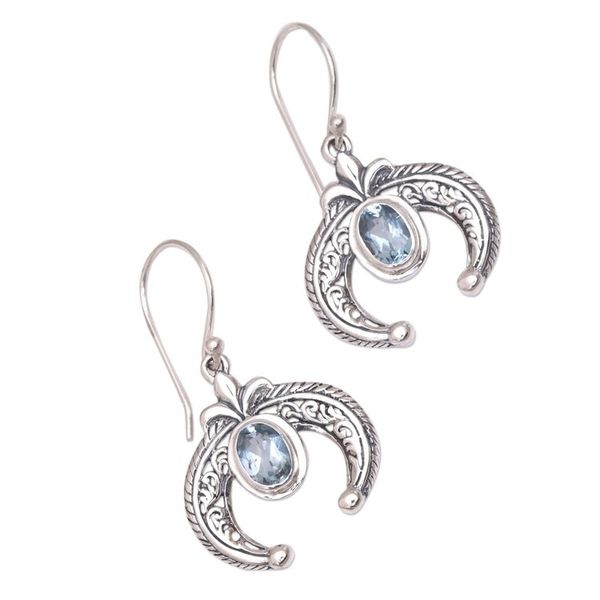 Alternate image for Indonesian Blue Topaz and Sterling Silver Dangle Earrings Elegant Talons