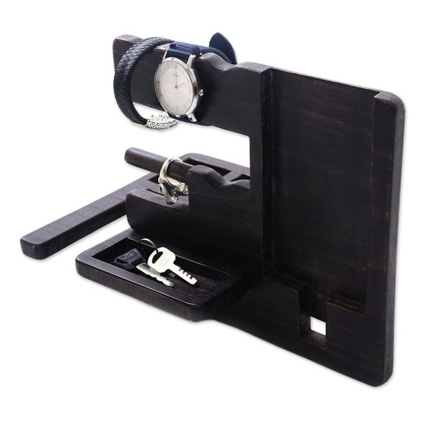 Alternate image for Handcrafted Rustic Wood Organizer from Bali Singaraja Brown