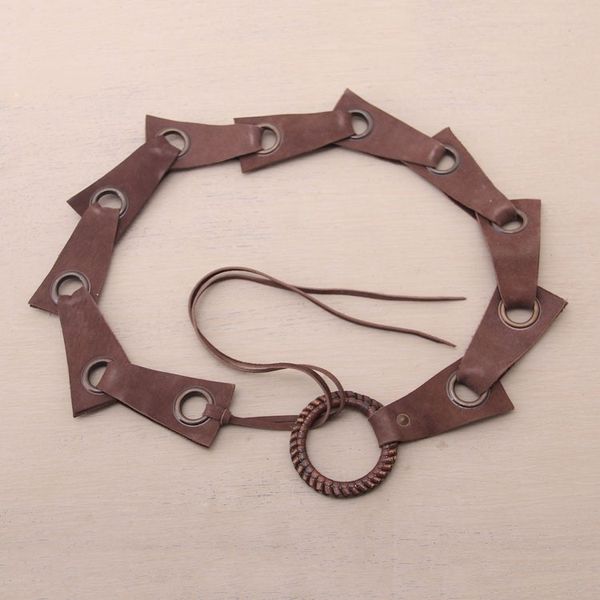 Alternate image for Brown Contemporary Stainless Steel Accented Leather Belt Contemporary Edge in Brown