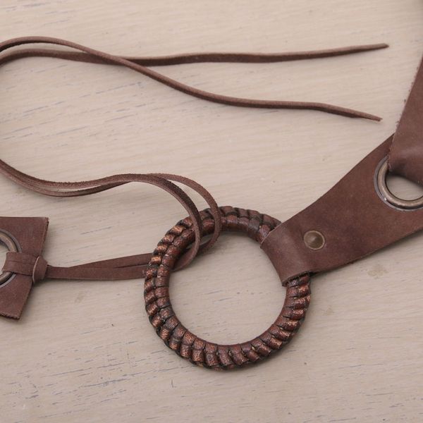 Alternate image for Brown Contemporary Stainless Steel Accented Leather Belt Contemporary Edge in Brown