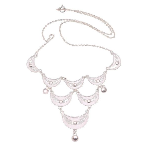 Alternate image for Crescent Sterling Silver Filigree Pendant Necklace from Java Sabit Moon
