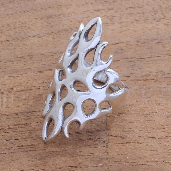 Alternate image for Openwork Sterling Silver Cocktail Ring from Bali Gleaming Flame