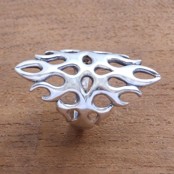 Alternate image for Openwork Sterling Silver Cocktail Ring from Bali Gleaming Flame