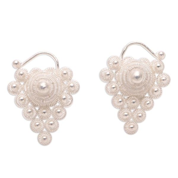 Alternate image for Star Pattern Sterling Silver Button Earrings from Java Starry Fruit