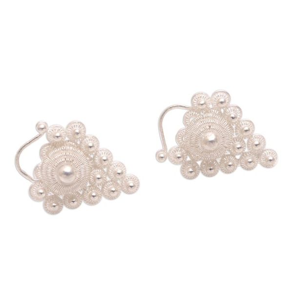 Alternate image for Star Pattern Sterling Silver Button Earrings from Java Starry Fruit