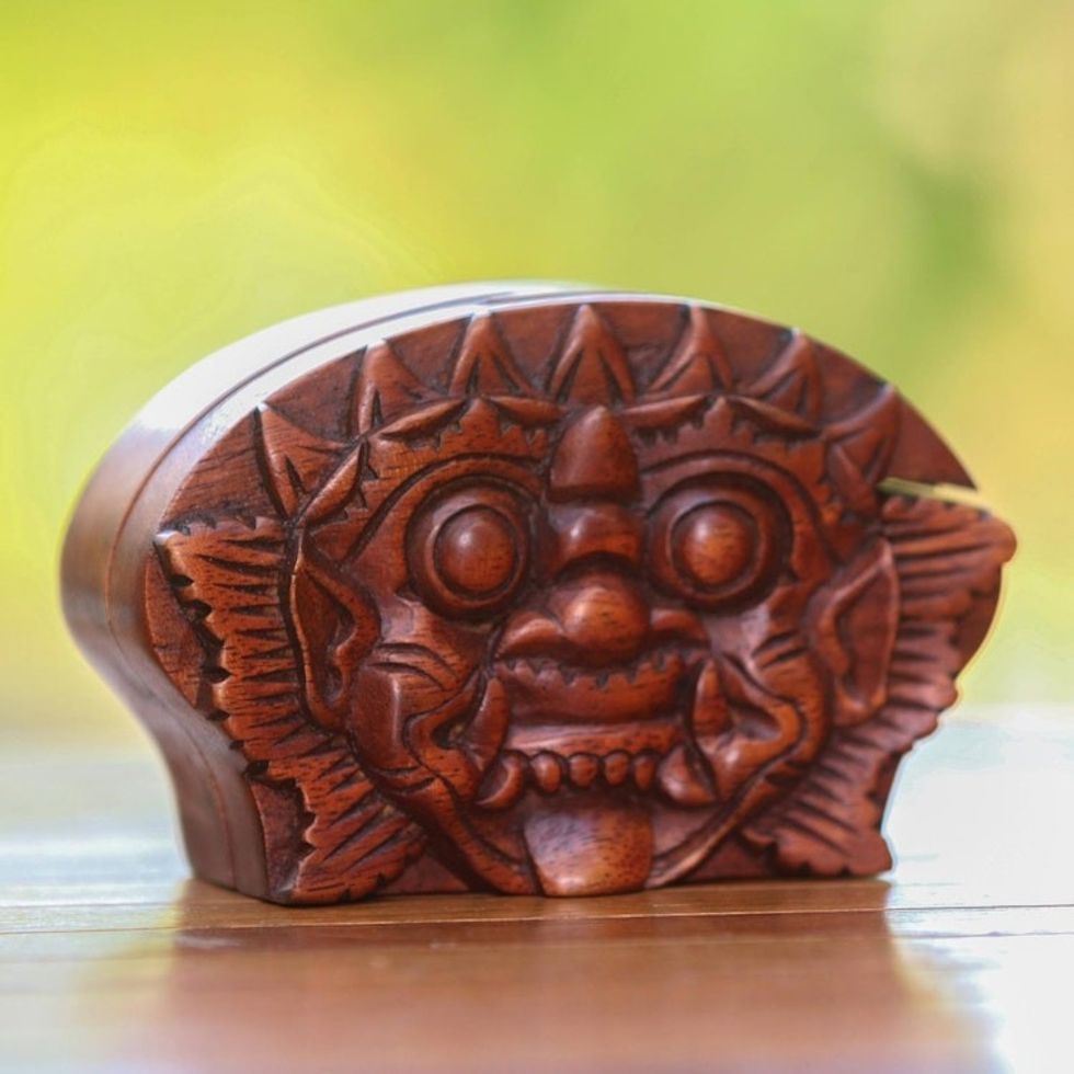 Bhoma Suar Wood Puzzle Box from Bali 'Bhoma Protector'