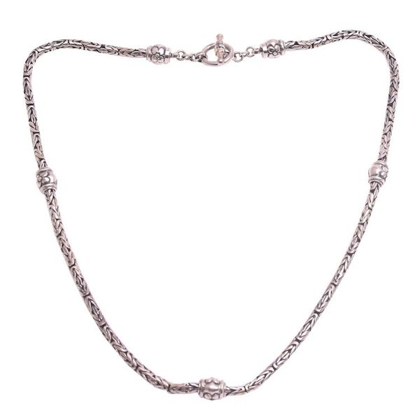 Alternate image for Floral Sterling Silver Station Necklace from Bali Floral Borobudur