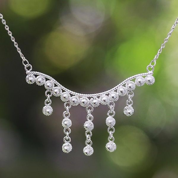 Alternate image for Dangling Sterling Silver Pendant Necklace from Java Glistening Stupa