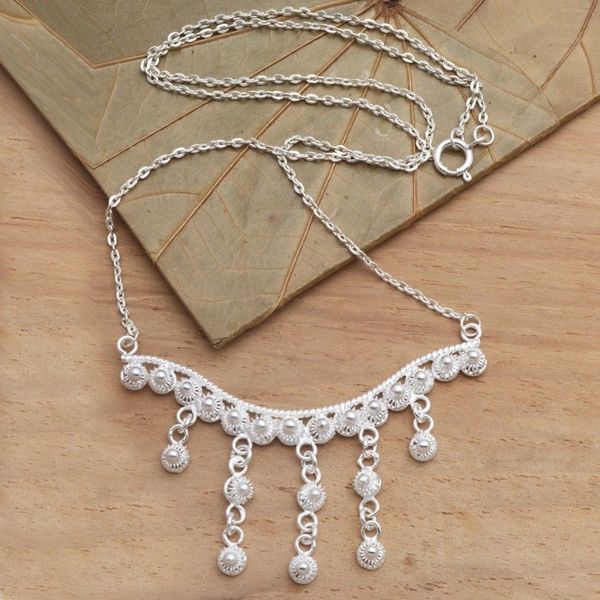 Alternate image for Dangling Sterling Silver Pendant Necklace from Java Glistening Stupa