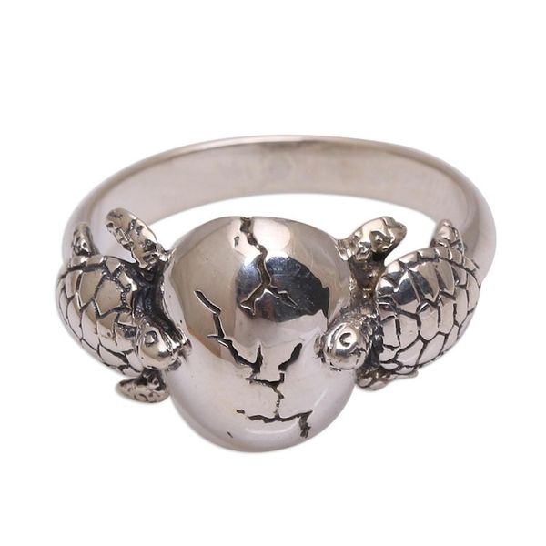 Alternate image for Sea Turtle Sterling Silver Cocktail Ring from Bali Turtle Romance