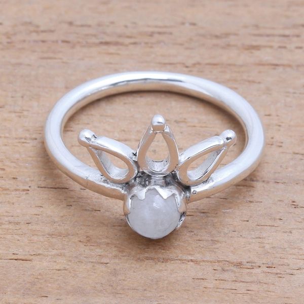 Alternate image for Crown Motif Moonstone Cocktail Ring from Bali Lotus Crown