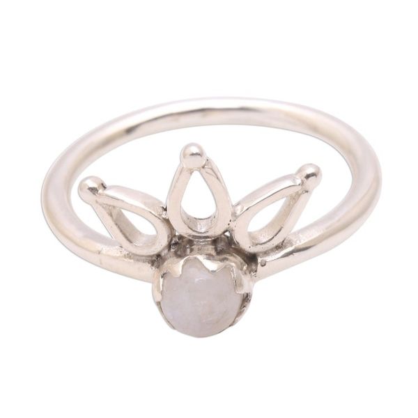 Alternate image for Crown Motif Moonstone Cocktail Ring from Bali Lotus Crown