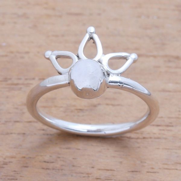 Alternate image for Crown Motif Moonstone Cocktail Ring from Bali Lotus Crown