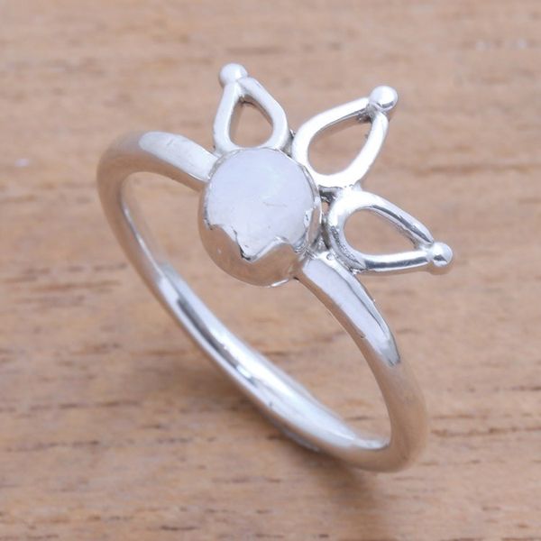 Alternate image for Crown Motif Moonstone Cocktail Ring from Bali Lotus Crown