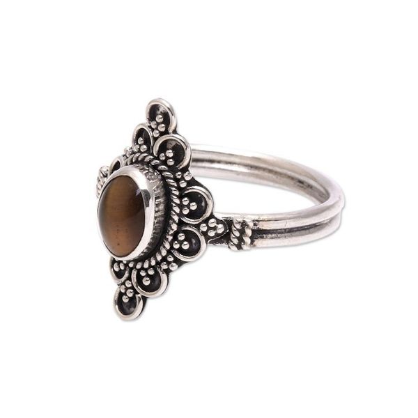 Alternate image for Handcrafted Tigers Eye Cocktail Ring from Bali Daydream Temple