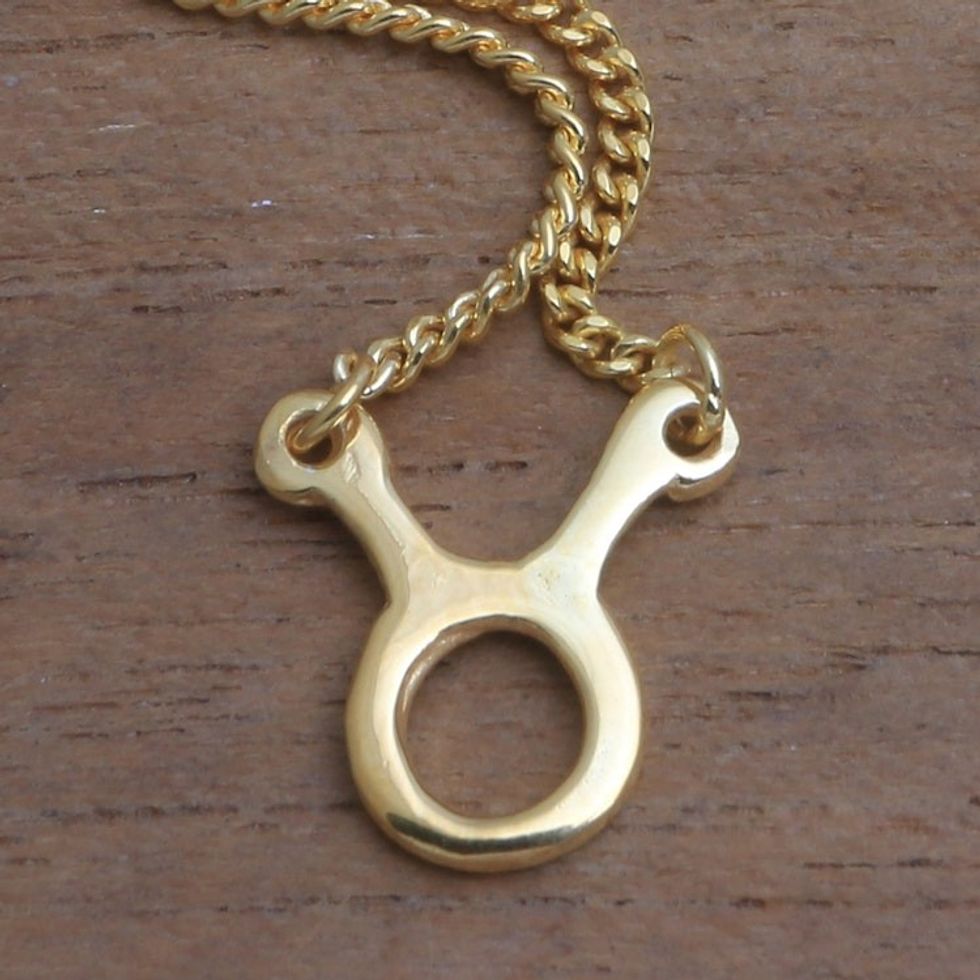 18k Gold Plated Sterling Silver Taurus Pendant Necklace 'Golden Taurus'