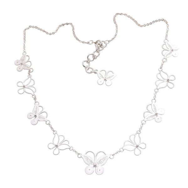 Alternate image for Sterling Silver Filigree Butterfly Necklace from Java Loving Butterfly