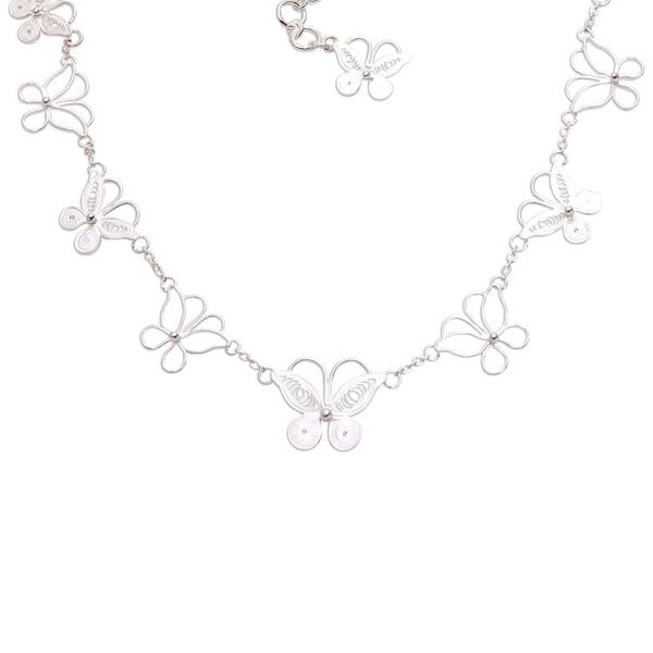 Alternate image for Sterling Silver Filigree Butterfly Necklace from Java Loving Butterfly