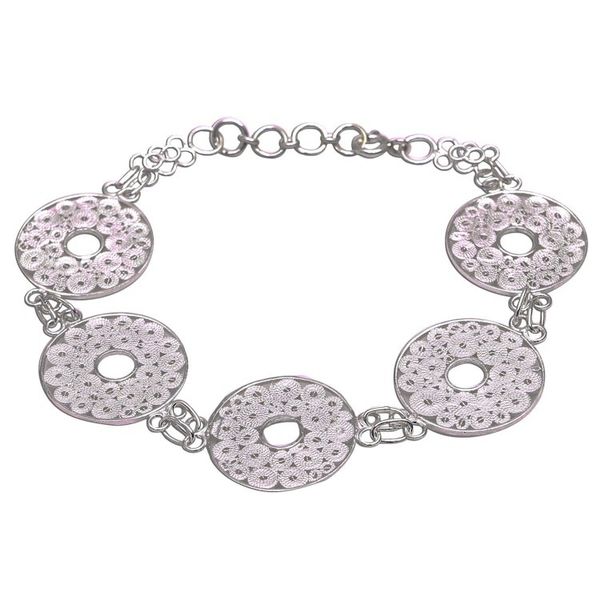Alternate image for Circle Pattern Sterling Silver Filigree Link Bracelet Fascinating Circles