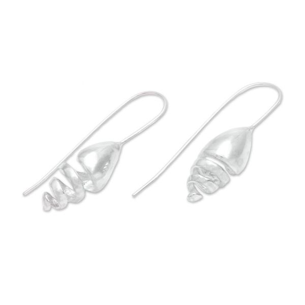 Alternate image for High-Polish Spiral Pattern Sterling Silver Drop Earrings Shining Snail Spiral