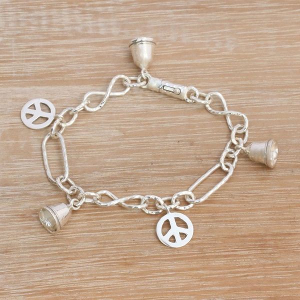 Alternate image for Sterling Silver Peace Symbol Charm Bracelet from Bali Peaceful Infinity