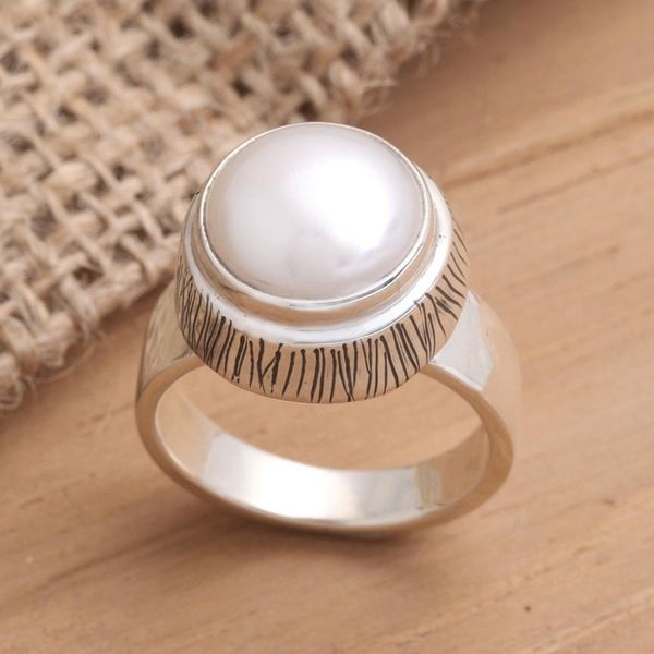 Alternate image for Cultured Pearl Cocktail Ring Crafted in Bali Glowing Button