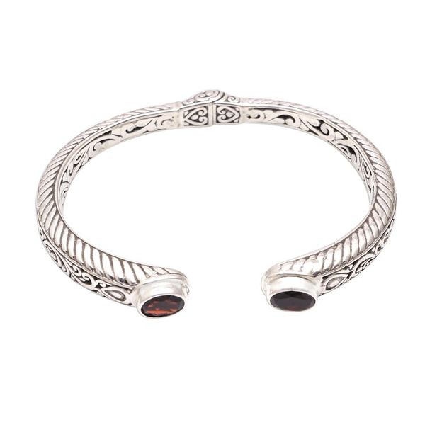 Alternate image for Garnet Sterling Silver Scroll and Rope Motif Cuff Bracelet Treasure Trove