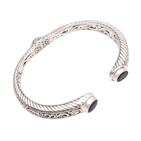 Alternate image for Garnet Sterling Silver Scroll and Rope Motif Cuff Bracelet Treasure Trove
