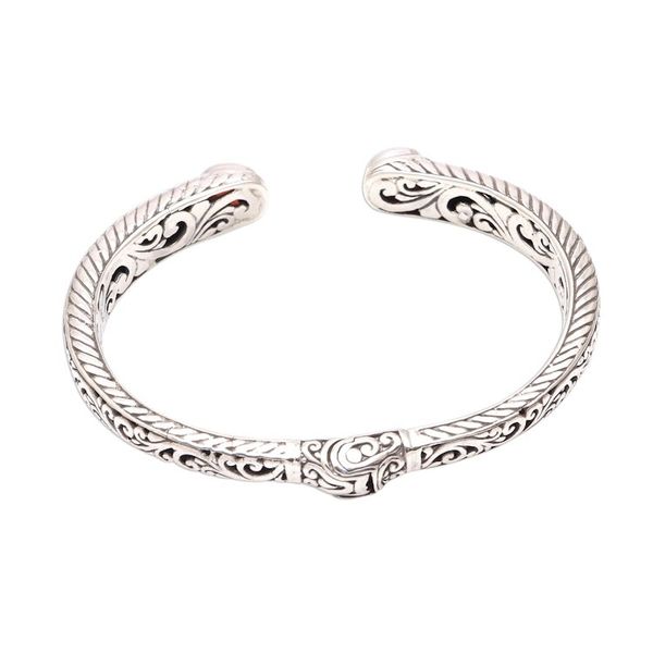 Alternate image for Garnet Sterling Silver Scroll and Rope Motif Cuff Bracelet Treasure Trove
