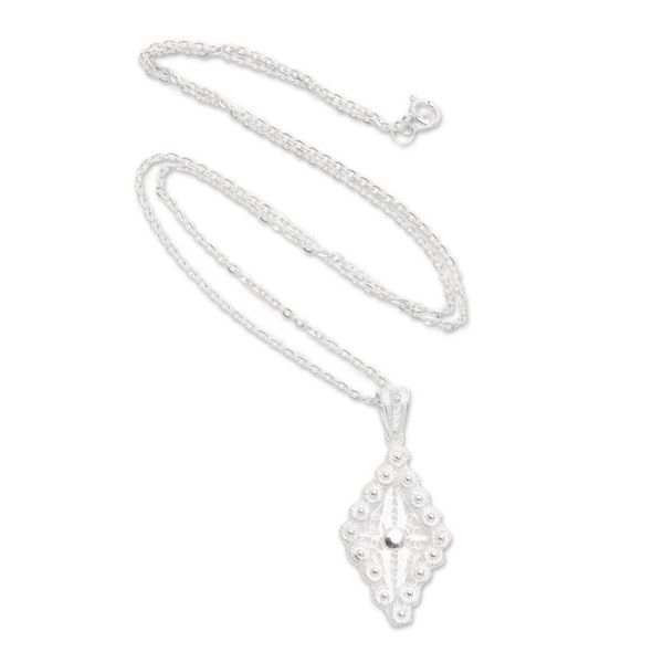 Alternate image for Sterling Silver Filigree Rhombus Necklace from Java Starry Rhombus