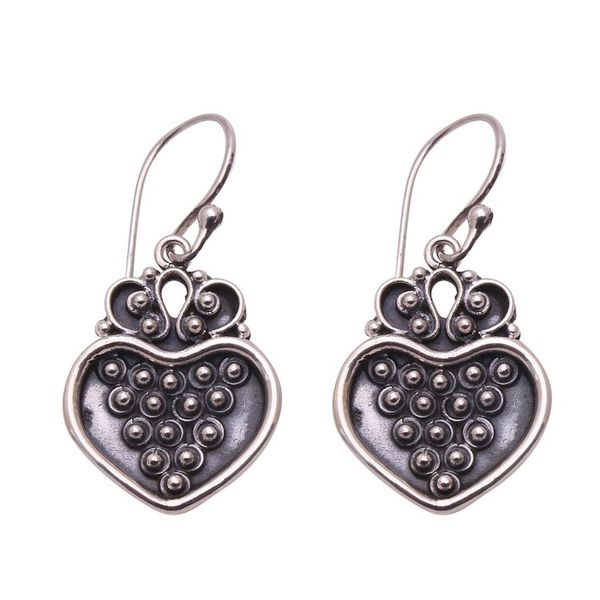 Alternate image for Sterling Silver Heart and Dot Motif Dangle Earrings Heart Overflowing